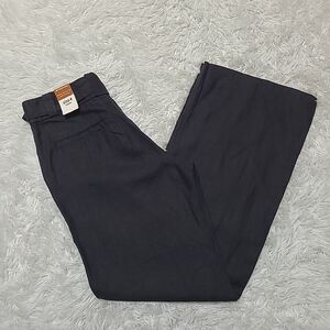 Old Navy Linen Pants Womens Size 4 Just Below Waist Wide Leg Belted Black